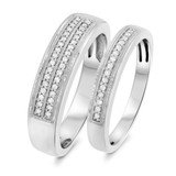 Photo of Eloise 1/5 ct tw. Diamond His and Hers Matching Wedding Band Set 14K White Gold [WB641W]
