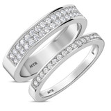 Photo of Marline 7/8 ct tw. Diamond Wedding Band Set 10K White Gold [WB368W]