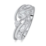 Photo of Lanie 1 Carat T.W. Diamond Round Solitaire Bridal Set 10K White Gold [BR565W-R045]