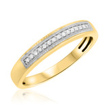 Photo of Eloise 1/5 ct tw. Diamond His and Hers Matching Wedding Band Set 10K Yellow Gold [BT641YL]