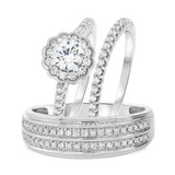 Photo of Bree 1 1/5 ct tw. Diamond Round Solitaire Trio Set 10K White Gold [BT697W-R045]