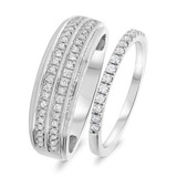 Photo of Carson 1/2 ct tw. Diamond Wedding Band Set 10K White Gold [WB682W]