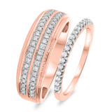 Photo of Evelyn 1/2 ct tw. Diamond His and Hers Matching Wedding Band Set 14K Rose Gold [WB697R]
