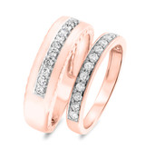 Photo of Mina 5/8 ct tw. Diamond Wedding Band Set 10K Rose Gold [WB403R]
