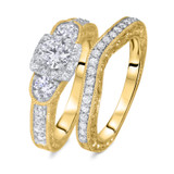 Photo of Danica 1 1/2 Carat T.W. Diamond Round Solitaire Bridal Set 10K Yellow Gold [BR571Y-R045]