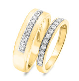 Photo of Mina 5/8 ct tw. Diamond Wedding Band Set 10K Yellow Gold [WB403Y]