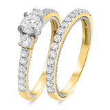 Photo of Evermore 1 1/5 Carat T.W. Diamond Round Solitaire Bridal Set 10K Yellow Gold [BR452Y-R038]