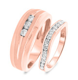 Photo of Gwen 3/4 ct tw. Diamond Wedding Band Set 14K Rose Gold [WB404R]