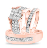 Photo of Mina 2 5/8 ct tw. Diamond Princess Cluster Trio Set 10K Rose Gold [BT403R-C000]