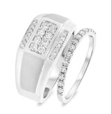 Photo of Lafayette 3/4 ct tw. Diamond His and Hers Matching Wedding Band Set 10K White Gold [WB406W]