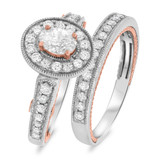 Photo of Dream 1 1/5 Carat T.W. Diamond Oval Solitaire Bridal Set 10K White Gold [BR455W-V038]