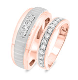 Photo of Esme 1/2 ct tw. Diamond Wedding Band Set 14K Rose Gold [WB408R]