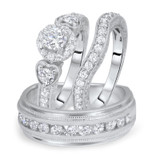Photo of Everett 2 1/4 ct tw. Diamond Round Solitaire Trio Set 10K White Gold [BT561W-R045]