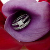 Photo of Petite Elegance 1 CT. T.W. Princess Cluster Bridal Set 10K Rose Gold [BR590R-C000]