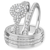 Photo of Tanner 1 ct tw. Diamond Oval Solitaire Trio Set 14K White Gold [BT678W-V018]
