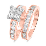 Photo of Grand Elegance 3 1/10 CT. T.W. Princess Cluster Bridal Set 14K Rose Gold [BR592R-C000]