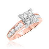 Photo of Grand Elegance 3 1/10 CT. T.W. Princess Cluster Bridal Set 14K Rose Gold [BT592RE-C000]