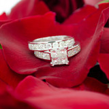 Photo of Grand Elegance 3 1/10 CT. T.W. Princess Cluster Bridal Set 14K Rose Gold [BR592R-C000]