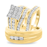 Photo of Gwen 3 3/4 ct tw. Diamond Princess Cluster Trio Set 10K Yellow Gold [BT404Y-C000]