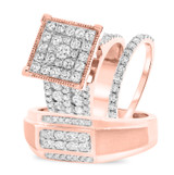 Photo of Lafayette 3 3/4 ct tw. Diamond Princess Cluster Trio Set 10K Rose Gold [BT406R-C000]