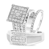 Photo of Lafayette 3 3/4 ct tw. Diamond Princess Cluster Trio Set 14K White Gold [BT406W-C000]