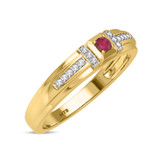 Photo of Bryony 1/5 CT. T.W. Ruby and Diamond Matching Wedding Band Set 14K Yellow Gold [BT2067YM]
