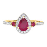 Photo of Ixora 1 1/4 CT. T.W. Ruby and Diamond Matching Bridal Ring Set 10K Yellow Gold [BT2065YE-C000]