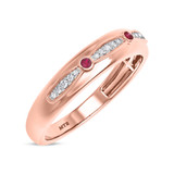 Photo of Ixora 1/7 CT. T.W. Ruby and Diamond Mens Wedding Band 10K Rose Gold [BT2065RM]