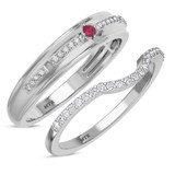 Photo of Bellerose 1/4 Carat T.W. Ruby and Diamond Matching Wedding Band Set 14K White Gold [WB2064W]