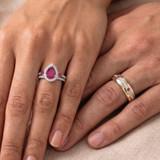Photo of Ixora 1 3/8 Carat T.W. Ruby and Diamond Trio Matching Wedding Ring Set 14K Yellow Gold [BT2065Y-C000]