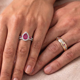 Photo of Ixora 1 3/8 Carat T.W. Ruby and Diamond Trio Matching Wedding Ring Set 14K Rose Gold [BT2065R-C000]