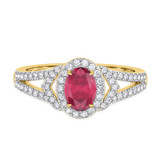 Photo of Bellerose 1 1/3 Carat T.W. Ruby and Diamond Trio Matching Wedding Ring Set 14K Yellow Gold [BT2064YE-C000]