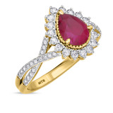 Photo of Liana 2 1/10 CT. T.W. Ruby and Diamond Trio Matching Wedding Ring Set 14K Yellow Gold [BT2084YE-C000]