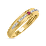 Photo of Liana 2 1/10 CT. T.W. Ruby and Diamond Trio Matching Wedding Ring Set 14K Yellow Gold [BT2084YM]
