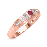 Photo of Bryony 1/5 CT. T.W. Ruby and Diamond Matching Wedding Band Set 10K Rose Gold [BT2067RM]
