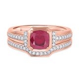 Photo of Bryony 1 3/8 Carat T.W. Ruby and Diamond Matching Bridal Ring Set 14K Rose Gold [BR2067R-C000]