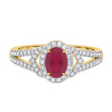 Photo of Bellerose 1 1/6 CT. T.W. Ruby and Diamond Matching Bridal Ring Set 14K Yellow Gold [BT2064YE-C000]