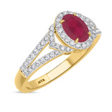 Photo of Bellerose 1 1/6 CT. T.W. Ruby and Diamond Matching Bridal Ring Set 14K Yellow Gold [BT2064YE-C000]