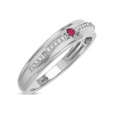 Photo of Liana 1/7 CT. T.W. Ruby and Diamond Matching Wedding Band Set 14K White Gold [BT2084WM]