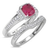 Photo of Bryony 1 3/8 Carat T.W. Ruby and Diamond Matching Bridal Ring Set 10K White Gold [BR2067W-C000]