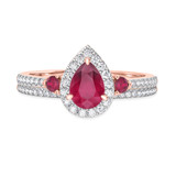 Photo of Ixora 1 1/4 CT. T.W. Ruby and Diamond Matching Bridal Ring Set 10K Rose Gold [BR2065R-C000]