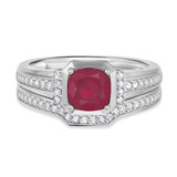 Photo of Bryony 1 3/8 Carat T.W. Ruby and Diamond Matching Bridal Ring Set 14K White Gold [BR2067W-C000]