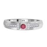 Photo of Bryony 1/5 CT. T.W. Ruby and Diamond Mens Wedding Band 14K White Gold [BT2067WM]