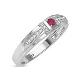 Photo of Bryony 1/5 CT. T.W. Ruby and Diamond Mens Wedding Band 14K White Gold [BT2067WM]