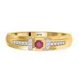 Photo of Bryony 1/5 Carat T.W. Ruby and Diamond Mens Wedding Band 14K Yellow Gold [BT2067YM]