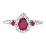 Photo of Ixora 1 3/8 CT. T.W. Ruby and Diamond Trio Matching Wedding Ring Set 10K White Gold [BT2065WE-C000]