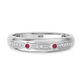 Photo of Ixora 1 3/8 CT. T.W. Ruby and Diamond Trio Matching Wedding Ring Set 10K White Gold [BT2065WM]