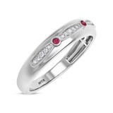 Photo of Ixora 1 3/8 CT. T.W. Ruby and Diamond Trio Matching Wedding Ring Set 10K White Gold [BT2065WM]