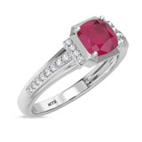 Photo of Bryony 1 5/8 CT. T.W. Ruby and Diamond Trio Matching Wedding Ring Set 10K White Gold [BT2067WE-C000]
