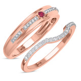 Photo of Bellerose 1/4 Carat T.W. Ruby and Diamond Matching Wedding Band Set 10K Rose Gold [WB2064R]